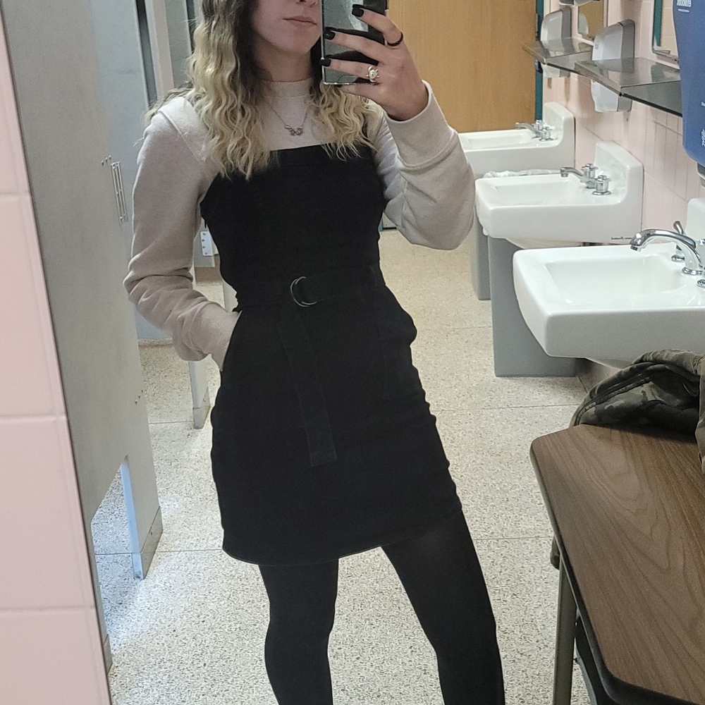 Hollister Black Denim Belted Dress